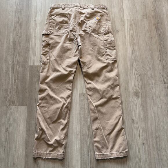 Men's Carhartt Tan Brown Khaki Cargo Utility Rugged Casual Work Pants Sz 36 x 34 - Picture 2 of 9